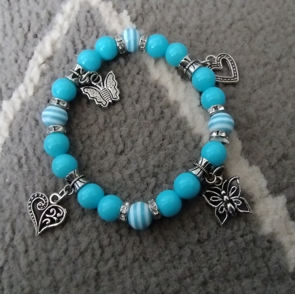 Beaded Blue Charm Bracelet - Picture 7 of 14